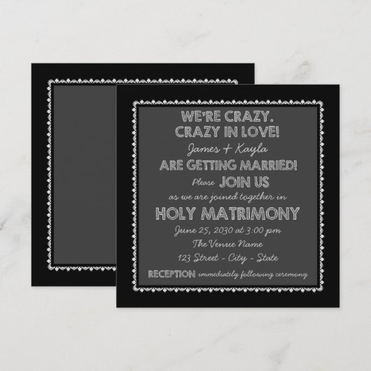 Ouderwetse rustieke land krijtbord bruiloft kaart (Voorkant / Achterkant)