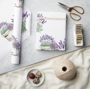 Ouderwetse Rustieke Lavendel Wit Cadeaupapier