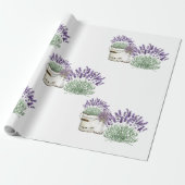 Ouderwetse Rustieke Lavendel Wit Cadeaupapier (Uitgerold)