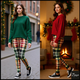 Ouderwetse Rustieke Maroon Groen Khaki Schotlandse Leggings