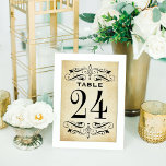 Ouderwetse Rustieke Perkament Bloeiende Huwelijk Kaart<br><div class="desc">Weelderige zwarte krullen en vintage typografie op een warm perkamenten achtergrond brengen oude-wereld charme naar deze huwelijks tafel nummerkaart. De handgetekende krullen en klassieke letters passen mooi bij rustieke en vintage ontvangst instellingen. Het tafelnummer is gemakkelijk te personaliseren. Elk tafelnummer moet afzonderlijk worden gepersonaliseerd en een voor een aan het...</div>