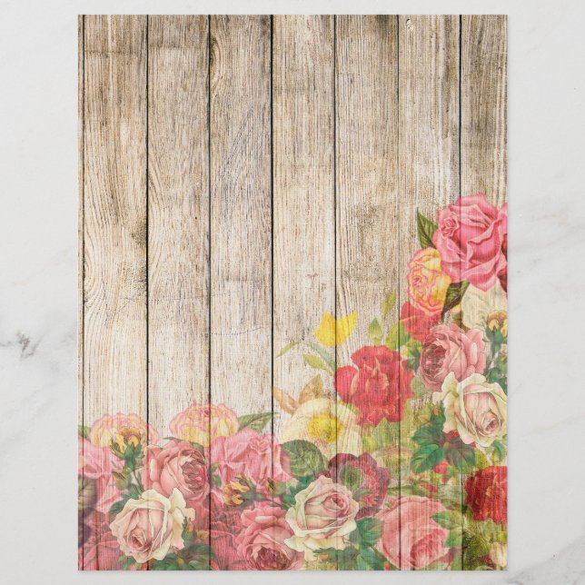 Ouderwetse Rustieke Romantische Rozen Hout (Voorkant)