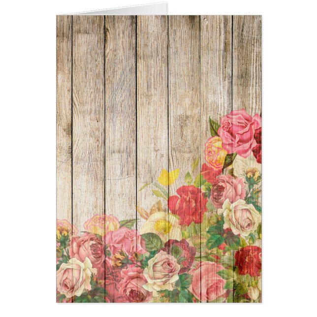 Ouderwetse Rustieke Romantische Rozen Hout (Voorkant)