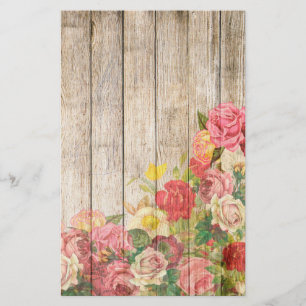 Ouderwetse Rustieke Romantische Rozen Hout Briefpapier
