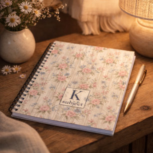 Ouderwetse Rustieke Shabby Chic Bloemen - Houten B Notitieboek