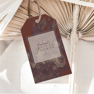 Ouderwetse Rustieke Terracotta Bloemige Bruidsdouc Cadeaulabel