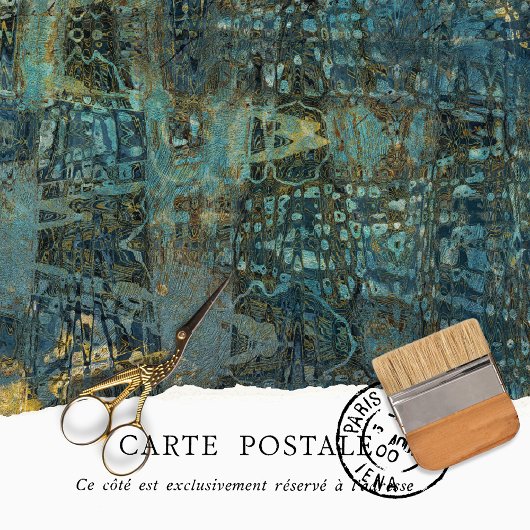 Ouderwetse Rustieke Textuur Blauw Goud Decoupage Tissuepapier