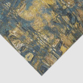Ouderwetse Rustieke Textuur Blauw Goud Decoupage Tissuepapier (Detail)