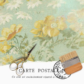 Ouderwetse Rustieke Textuur Gele Bloemendecoupage  Tissuepapier