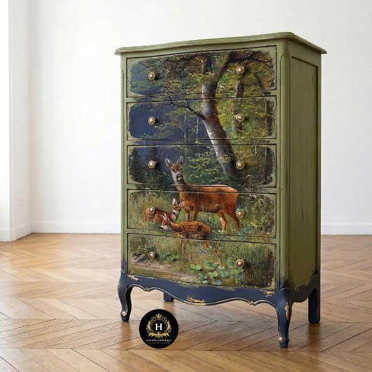 Ouderwetse Rustieke Textuur Herten Decoupage  Tissuepapier