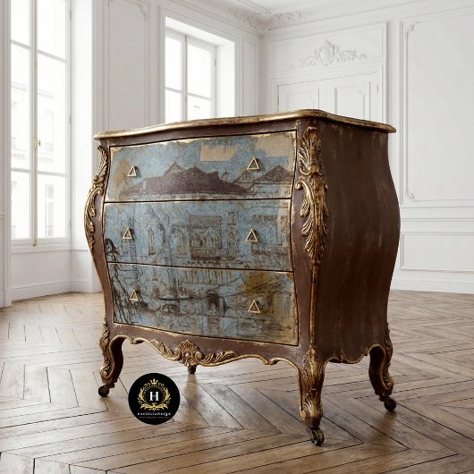 Ouderwetse Rustieke Textuur Huis Decoupage Tissuepapier