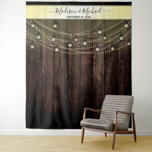 Ouderwetse Rustieke Trouwfoto Booth Achtergrond Wandkleed (In situ)