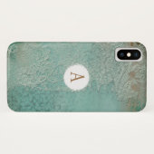 Ouderwetse Rustieke Turquoise Nep Kant Monogram Case-Mate iPhone Case (Achterkant (horizontaal))
