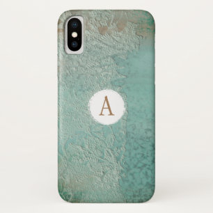 Ouderwetse Rustieke Turquoise Nep Kant Monogram Case-Mate iPhone Case