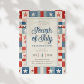 Ouderwetse rustieke viering van vier juli viering  kaart