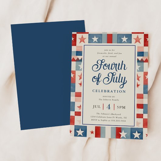 Ouderwetse rustieke viering van vier juli viering  kaart