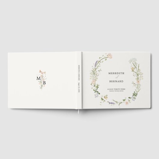 Ouderwetse Rustieke Wilde Bloem Bruiloftsmonogram Gastenboek (Volledig)