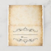 Ouderwetse Rustieke Zwarte Bloem Perkament  Plaatskaartje (Buitenkant ongevouwen)