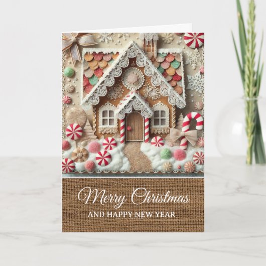 Ouderwetse Rustische Gengembredehuis Kerstmis  Kaart (Voorkant)