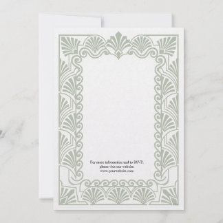 Ouderwetse saliegroene bloemen bruiloftsinvatiekaa kaart