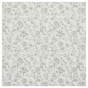 Ouderwetse saliegroene Toile-De-Jouy waterverf blo Stof