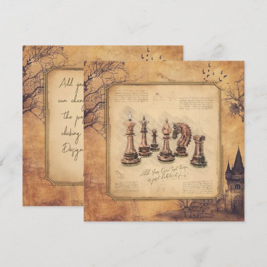  ouderwetse schaakstukken Art Player Gift Feestdagenkaart (Voorkant / Achterkant)
