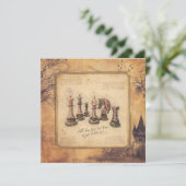  ouderwetse schaakstukken Art Player Gift Feestdagenkaart (Staand voorkant)