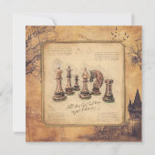  ouderwetse schaakstukken Art Player Gift Feestdagenkaart (Voorkant)