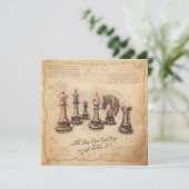 ouderwetse schaakstukken Art Player Gift Kaart (Staand voorkant)