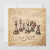 ouderwetse schaakstukken Art Player Gift Kaart (Voorkant)