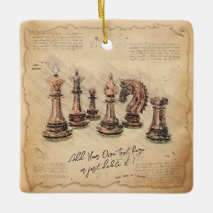 ouderwetse schaakstukken Art Player Gift Keramisch Ornament
