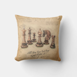  ouderwetse schaakstukken Art Player Gift Kussen