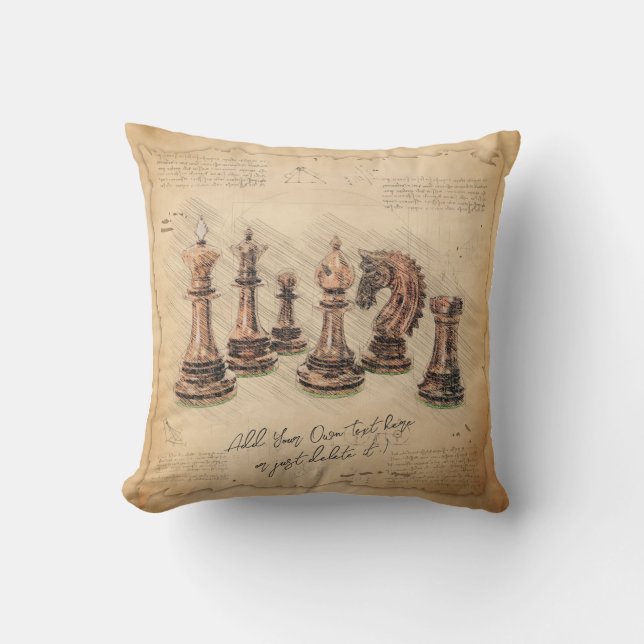  ouderwetse schaakstukken Art Player Gift Kussen (Voorkant)