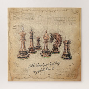 ouderwetse schaakstukken Art Player Gift Legpuzzel