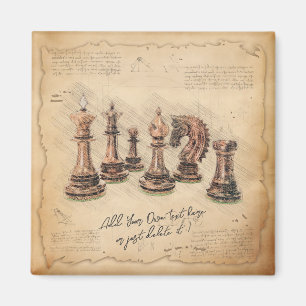 ouderwetse schaakstukken Art Player Gift Magneet