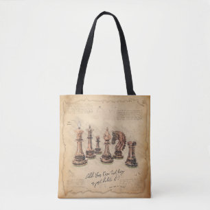  ouderwetse schaakstukken Art Player Gift Tote Bag
