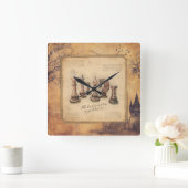 ouderwetse schaakstukken Art Player Gift Vierkante Klok (Huis)