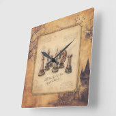 ouderwetse schaakstukken Art Player Gift Vierkante Klok (Hoek)