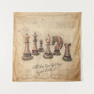 ouderwetse schaakstukken Art Player Gift Wandkleed