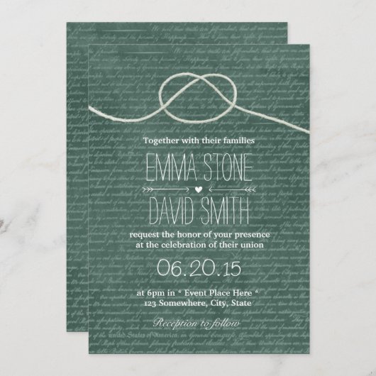 Ouderwetse schoolbord Trouwen met een knoop Trouwf Kaart (Voorkant / Achterkant)