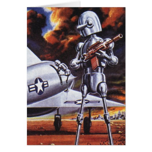 Ouderwetse Sciencefiction Militair Robot Soldaten (Voorkant)