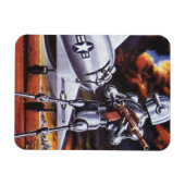 Ouderwetse Sciencefiction Militair Robot Soldaten Magneet (Horizontaal)
