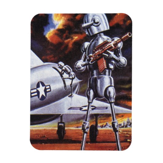 Ouderwetse Sciencefiction Militair Robot Soldaten Magneet (Verticaal)