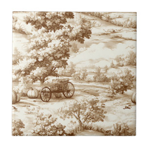 Ouderwetse Sepia Thanksgiving Pompoen Toile Patroo Tegeltje
