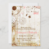 Ouderwetse Shabby Chic Bloemen Afstudeer Uitnodigi Kaart (Voorkant)