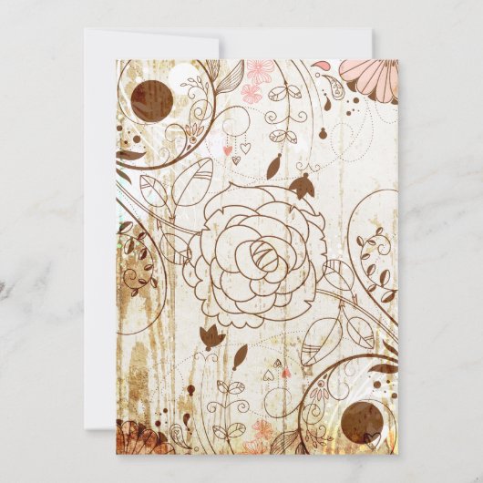 Ouderwetse Shabby Chic Bloemen Afstudeer Uitnodigi Kaart (Achterkant)