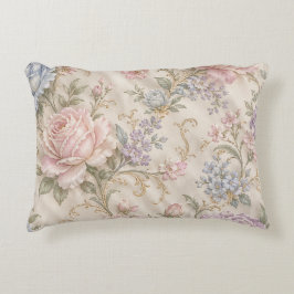Ouderwetse Shabby Chic Roze Pioen Roos Bloemmotief Accent Kussen