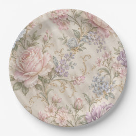 Ouderwetse Shabby Chic Roze Pioenroos Bloemmotief Papieren Bordje