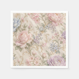 Ouderwetse Shabby Chic Roze Pioenroos Bloemmotief Servet