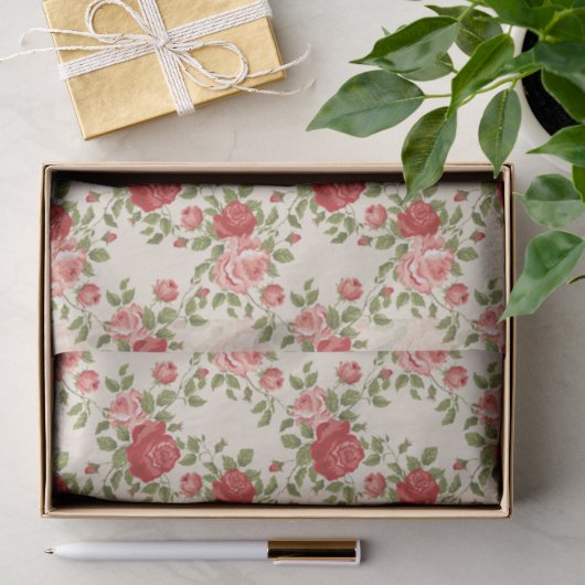 Ouderwetse Shabby Chic Rozen Patroon Tissuepapier (Geschenk)